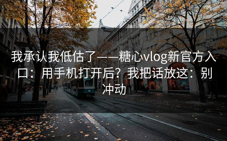 我承认我低估了——糖心vlog新官方入口：用手机打开后？我把话放这：别冲动