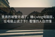 我真的被整无语了，糖心vlog电脑版，在电脑上试了下！看懂的人自然懂