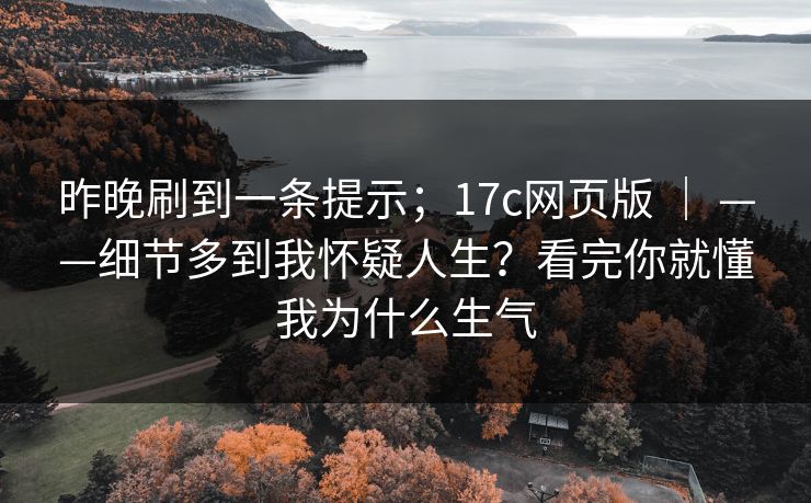 昨晚刷到一条提示；17c网页版 ｜ ——细节多到我怀疑人生？看完你就懂我为什么生气