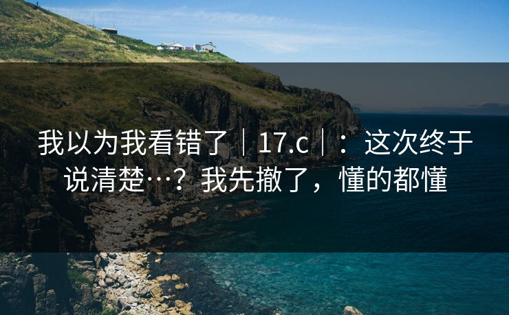 我以为我看错了｜17.c｜：这次终于说清楚…？我先撤了，懂的都懂